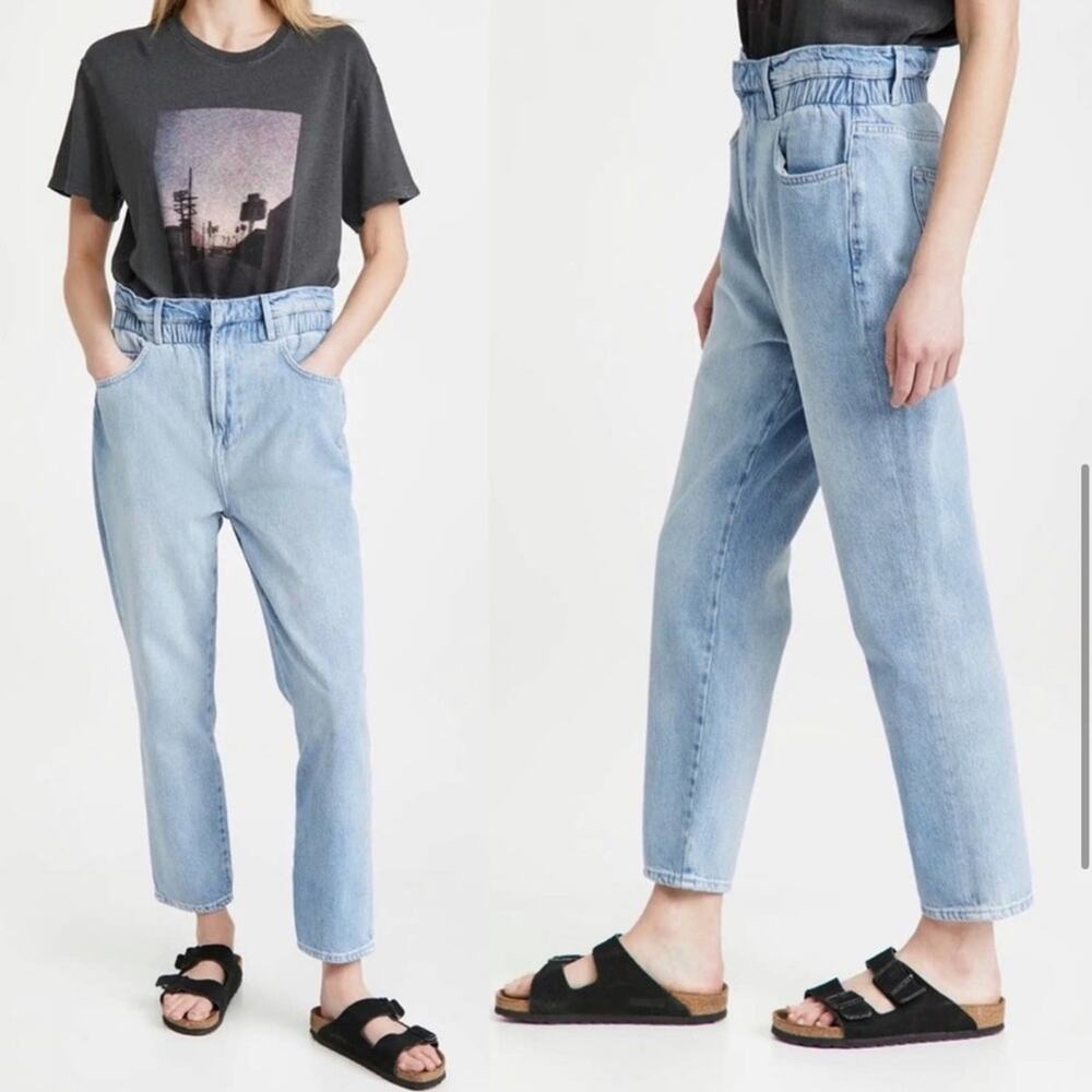 Frame Denim Meridian Paperbag Elastic Waist Straight Leg Jeans Size Large (30)